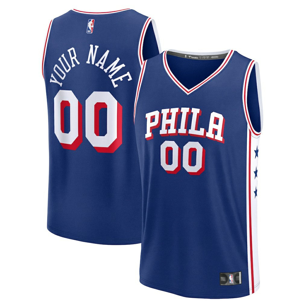 Philadelphia 76ers Youth Fast Break Custom Replica Jersey Blue Icon Edition - NBA