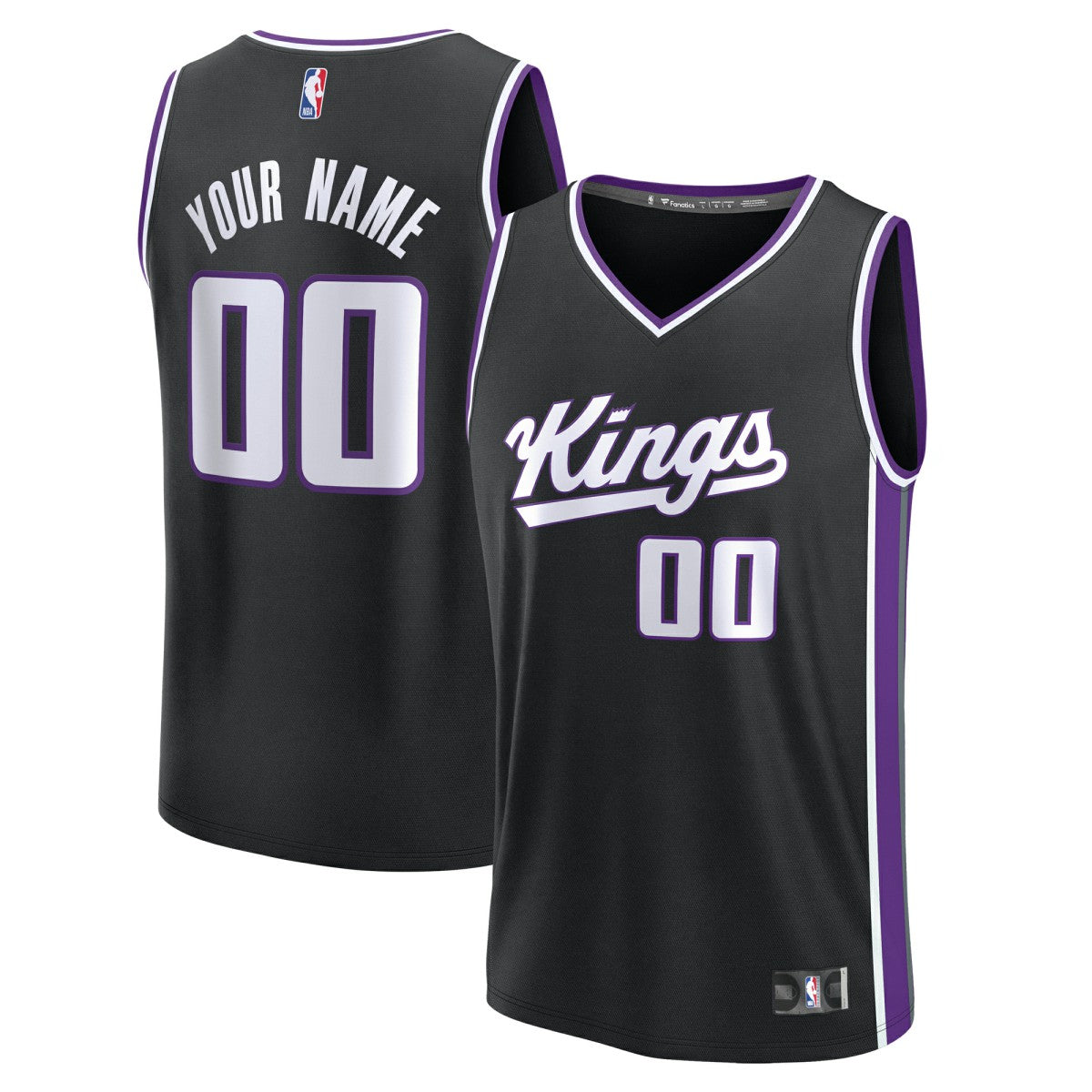Sacramento Kings Youth Fast Break Custom Replica Jersey Black Icon Edition - NBA