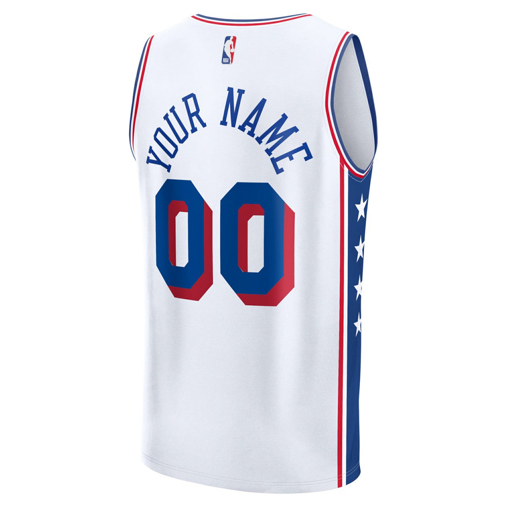 Philadelphia 76ers Youth Fast Break Custom Replica Jersey White Association Edition - NBA