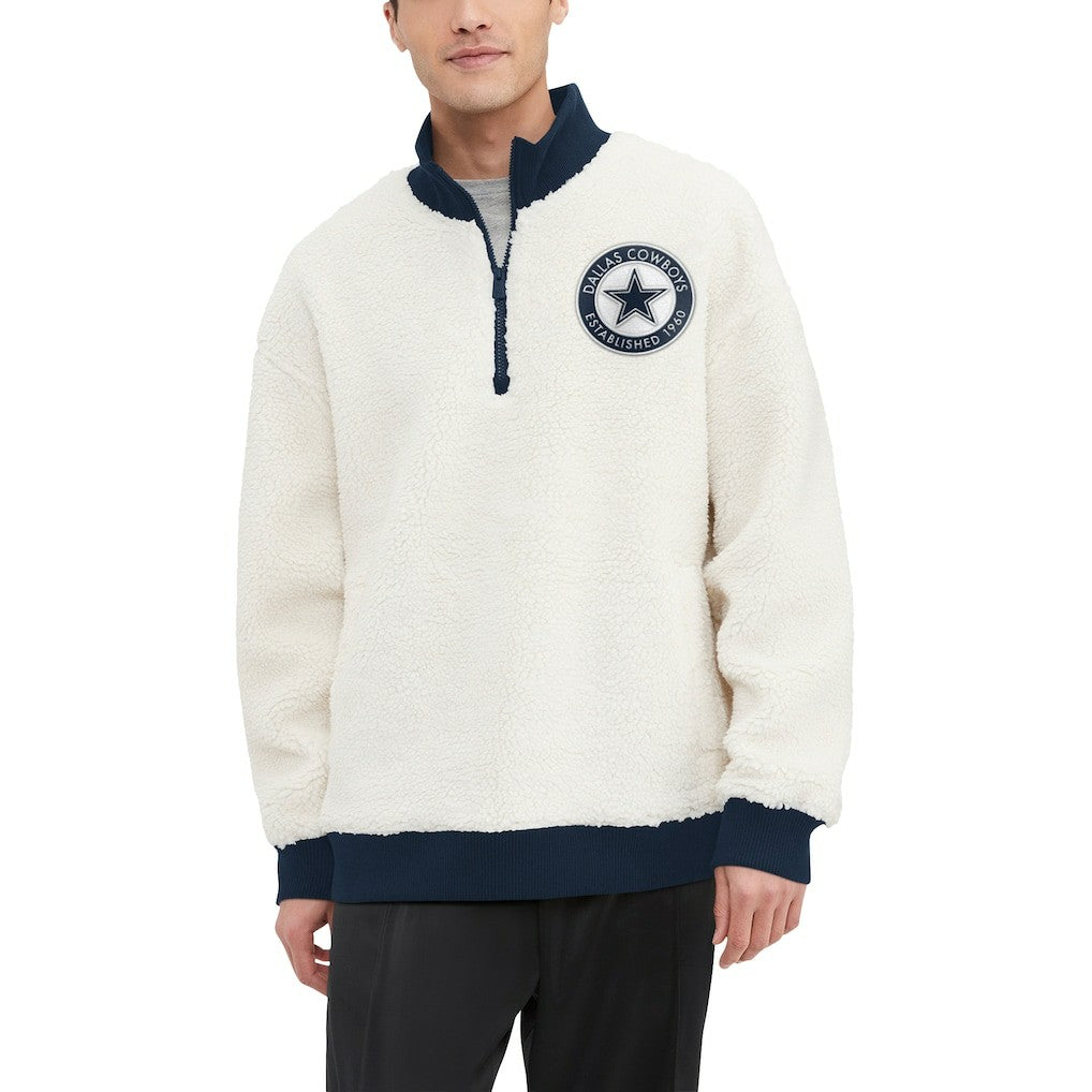 Dallas Cowboys Tommy Hilfiger Jordan Sherpa Quarter-Zip Jacket White | NFL