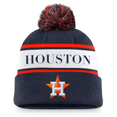 Houston Astros Nike Team Stripe Peak Cuffed Knit Hat with Pom - MLB