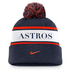 Houston Astros Nike Team Stripe Peak Cuffed Knit Hat with Pom - MLB