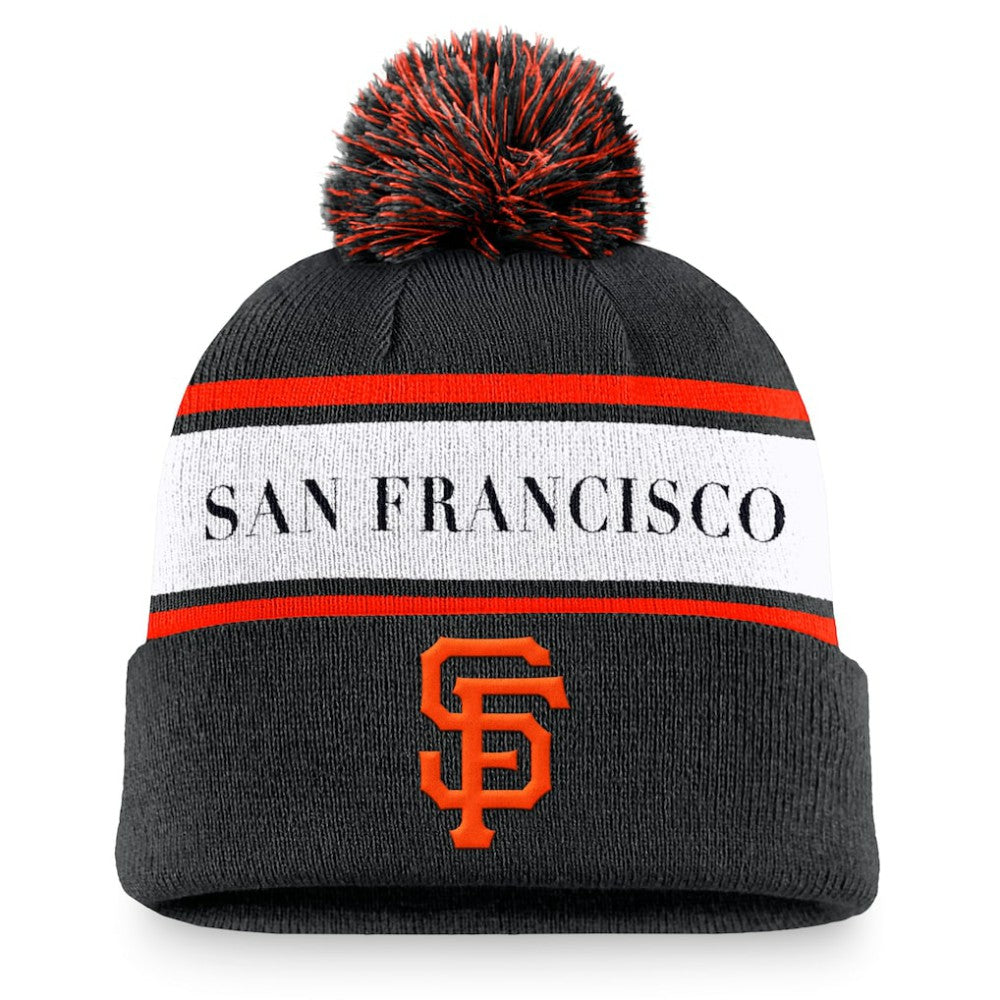 San Francisco Giants Nike Team Stripe Peak Cuffed Knit Hat with Pom - MLB
