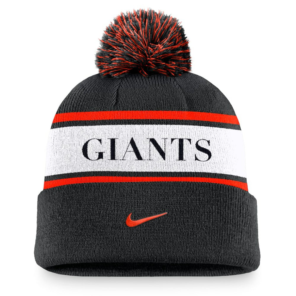 San Francisco Giants Nike Team Stripe Peak Cuffed Knit Hat with Pom - MLB