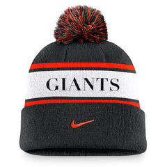San Francisco Giants Nike Team Stripe Peak Cuffed Knit Hat with Pom - MLB