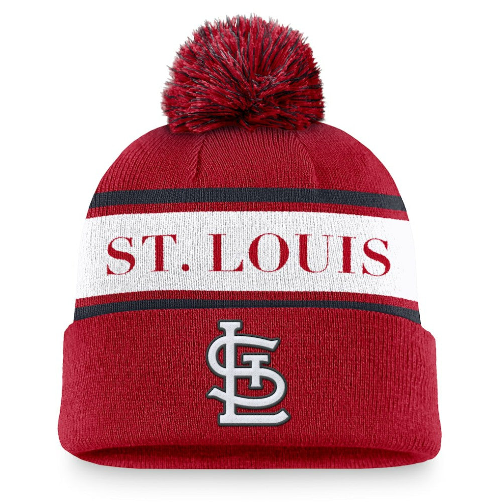 St. Louis Cardinals Nike Team Stripe Peak Cuffed Knit Hat with Pom - MLB
