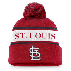 St. Louis Cardinals Nike Team Stripe Peak Cuffed Knit Hat with Pom - MLB