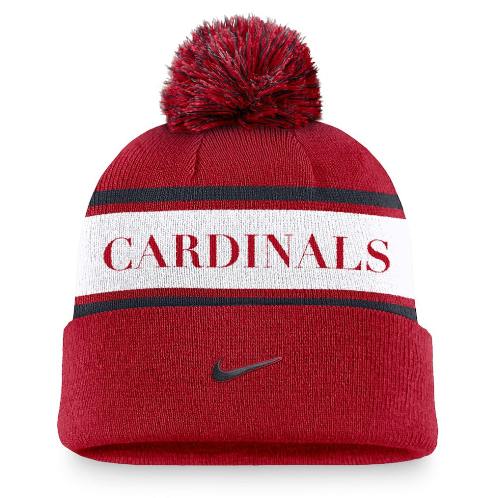St. Louis Cardinals Nike Team Stripe Peak Cuffed Knit Hat with Pom - MLB
