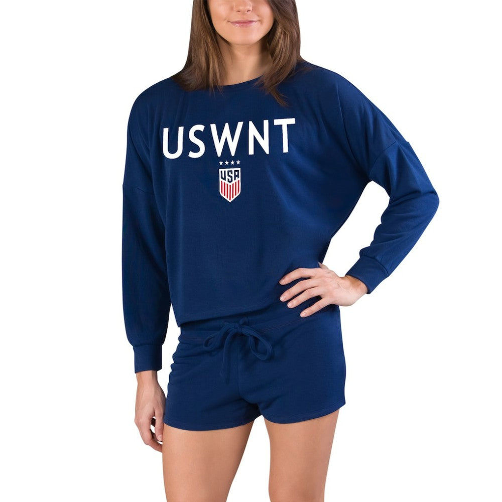 USWNT Concepts Sport Women's Gather Long Sleeve Top & Shorts Set Navy - FIFA World CUP