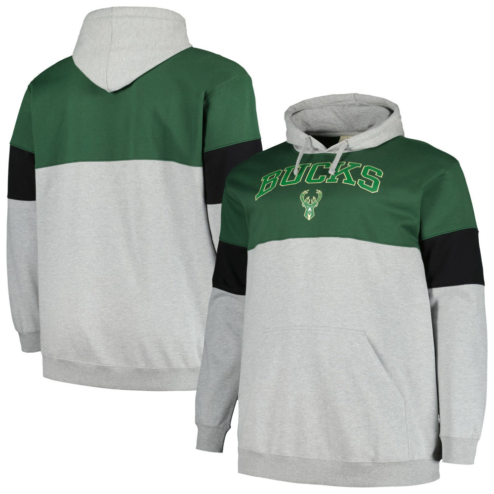 Milwaukee Bucks Big & Tall Pullover Hoodie Hunter Green/Black - NBA
