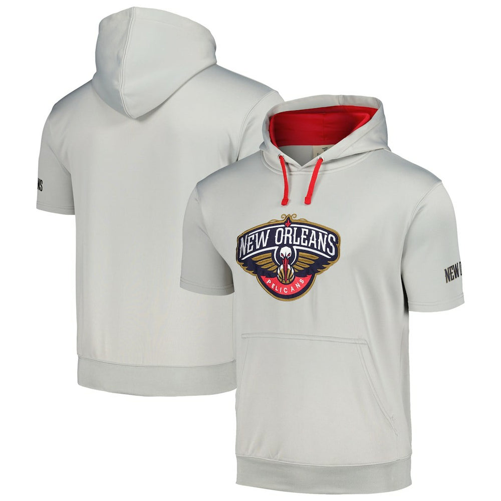 New Orleans Pelicans Short Sleeve Pullover Hoodie Silver/Red - NBA