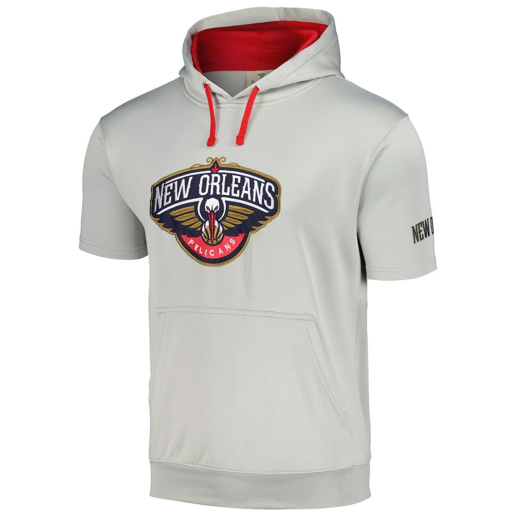 New Orleans Pelicans Short Sleeve Pullover Hoodie Silver/Red - NBA