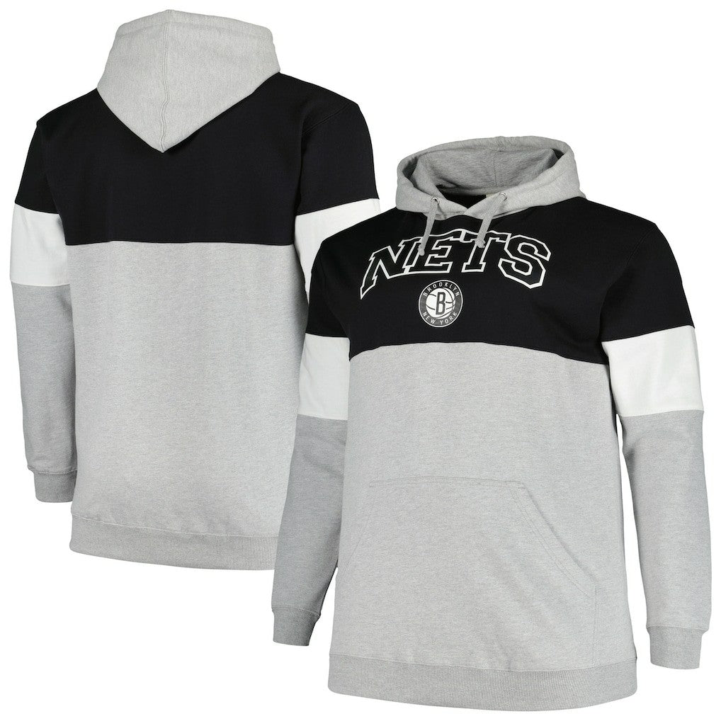 Brooklyn Nets Big & Tall Pullover Hoodie Black/White - NBA