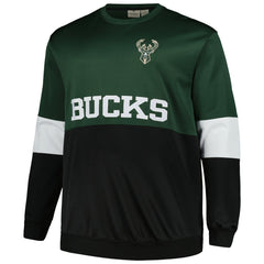 Milwaukee Bucks Big & Tall Split Pullover Sweatshirt Hunter Green/Black - NBA