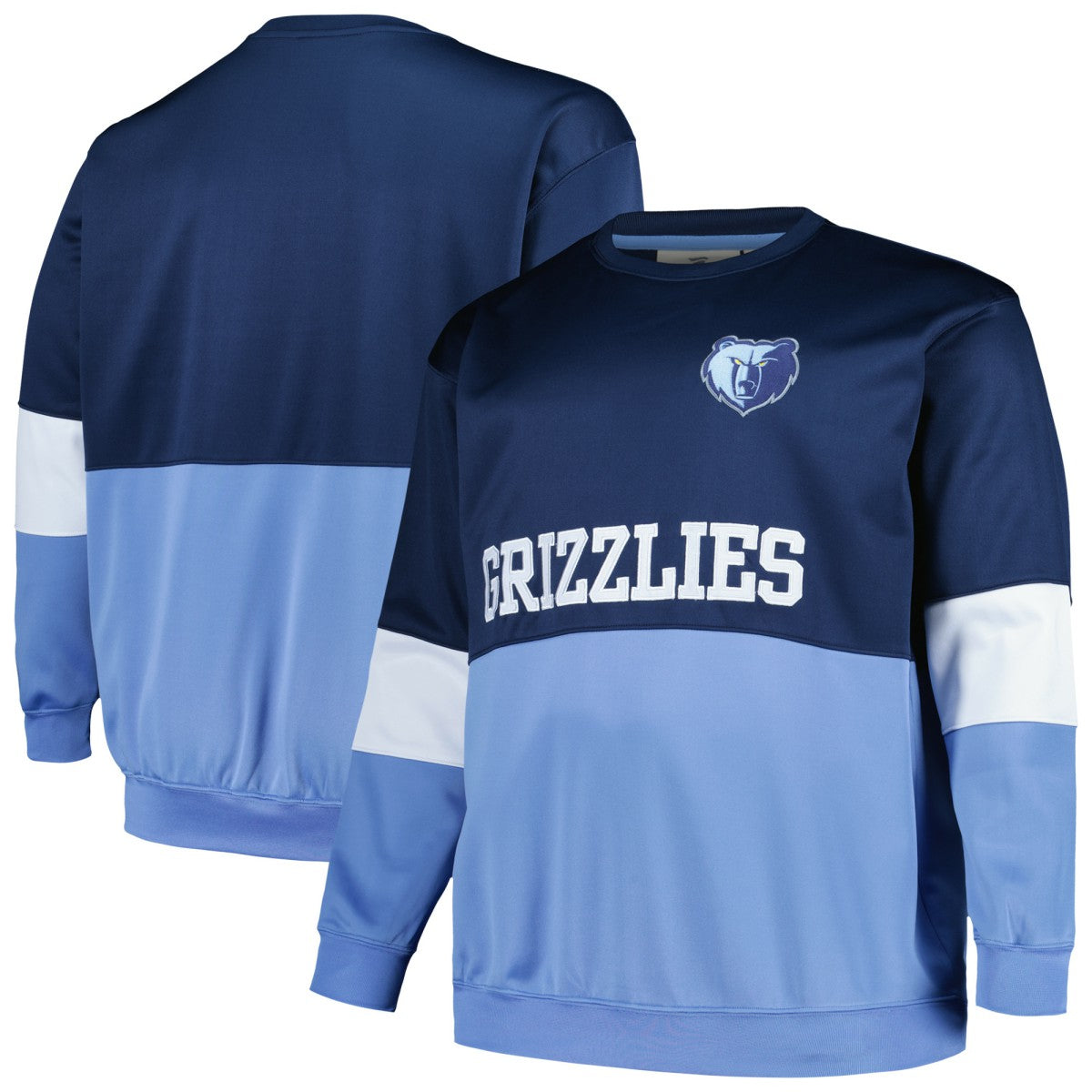 Memphis Grizzlies Big & Tall Split Pullover Sweatshirt Navy/Light Blue - NBA