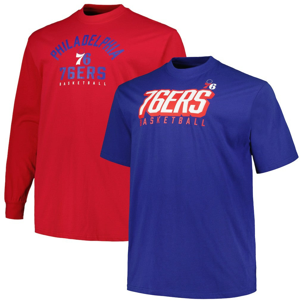 Philadelphia 76ers Big & Tall Short Sleeve & Long Sleeve T-Shirt Set Royal/Red - NBA