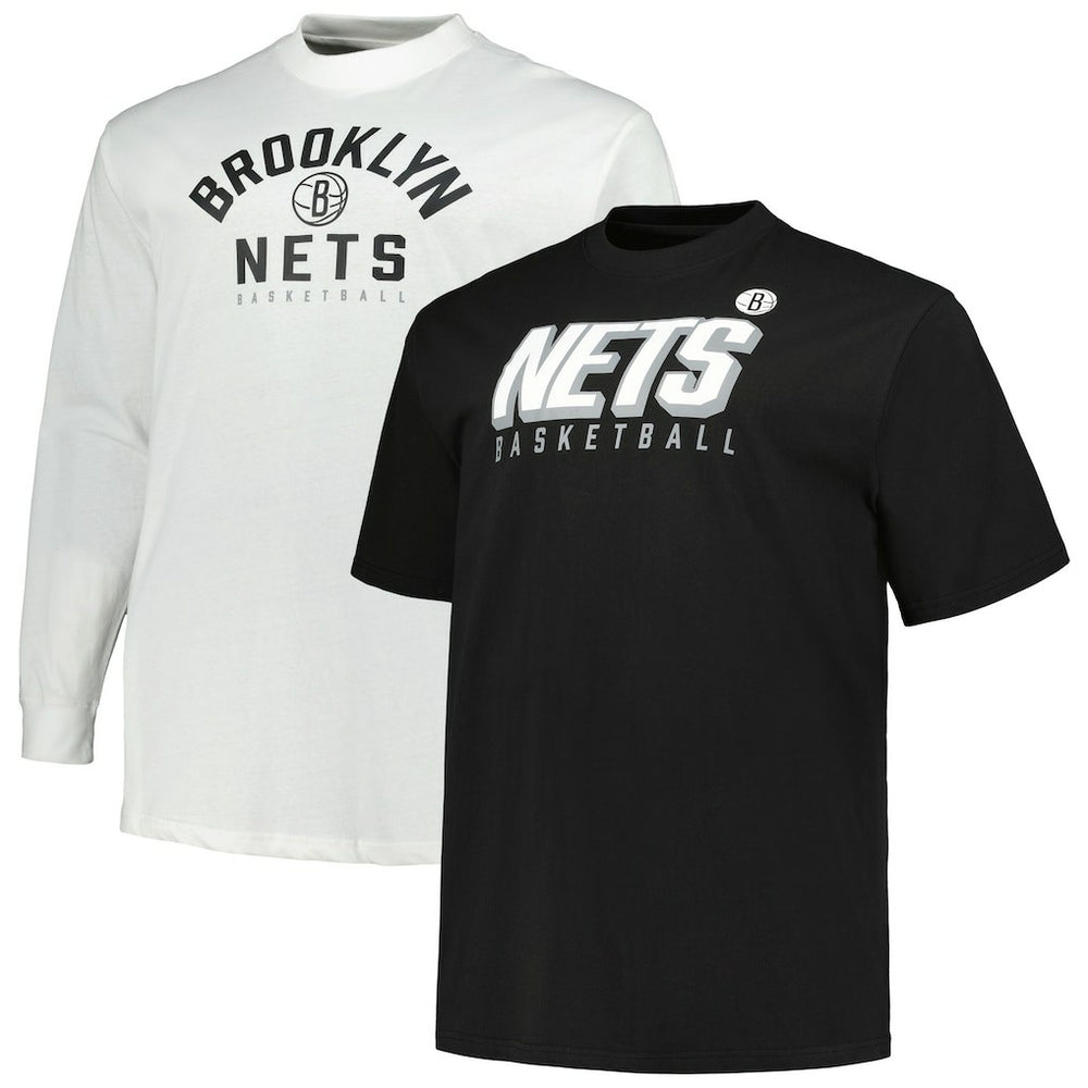 Brooklyn Nets Big & Tall Short Sleeve & Long Sleeve T-Shirt Set Black/White - NBA