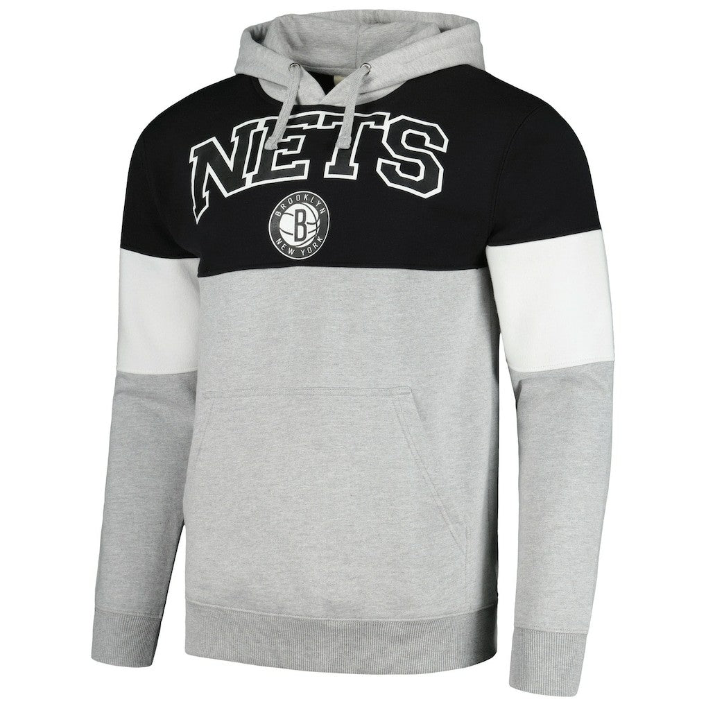 Brooklyn Nets Contrast Pieced Pullover Hoodie Black - NBA