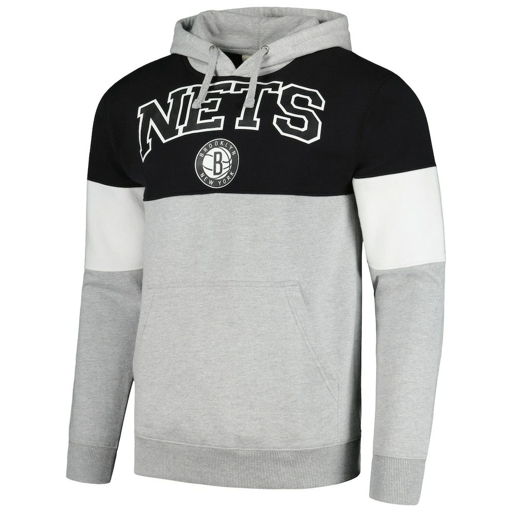 Brooklyn Nets Contrast Pieced Pullover Hoodie Black - NBA