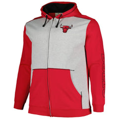 Chicago Bulls Big & Tall Contrast Pieced Stitched Full-Zip Hoodie Red/Heather Gray - NBA
