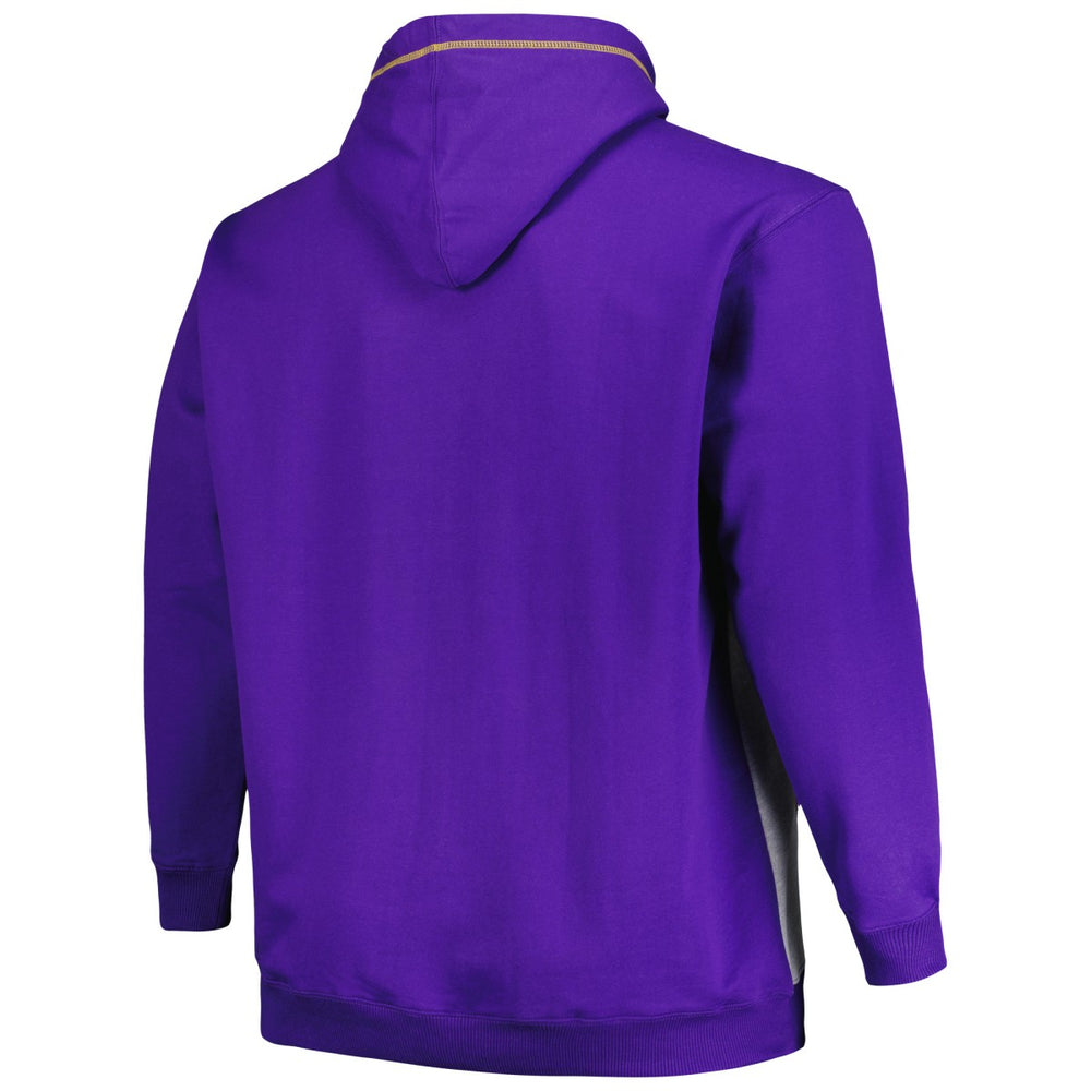 Los Angeles Lakers Big & Tall Contrast Pieced Stitched Full-Zip Hoodie Purple/Heather Gray - NBA