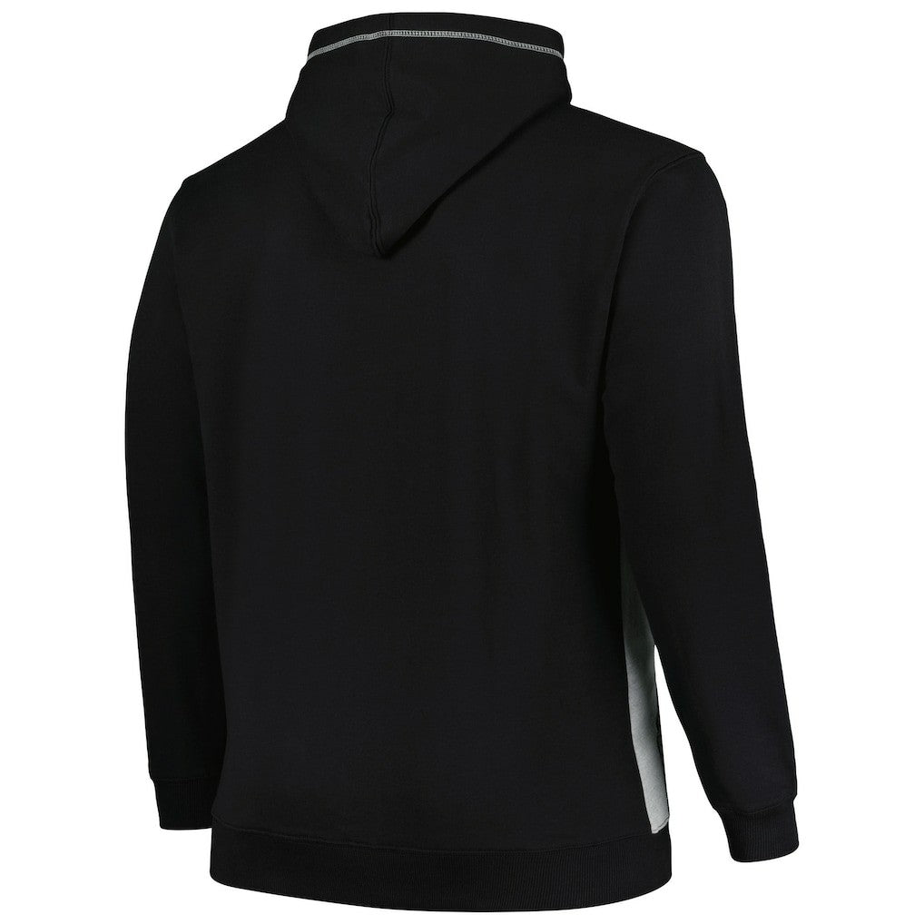 Brooklyn Nets Big & Tall Contrast Pieced Stitched Full-Zip Hoodie Black/Heather Gray - NBA