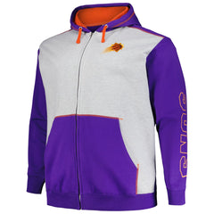 Phoenix Suns Big & Tall Contrast Pieced Stitched Full-Zip Hoodie Purple/Heather Gray - NBA