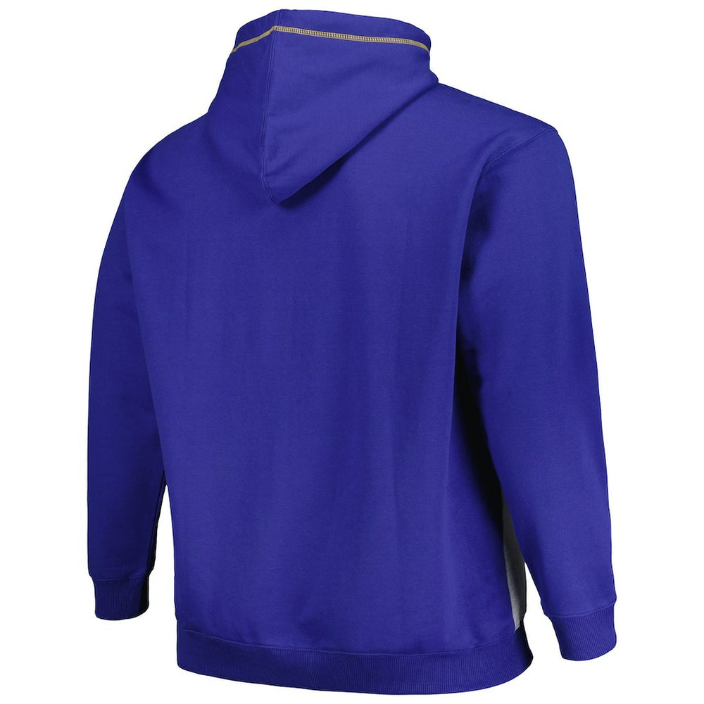 Golden State Warriors Big & Tall Contrast Pieced Stitched Full-Zip Hoodie Royal/Heather Gray - NBA