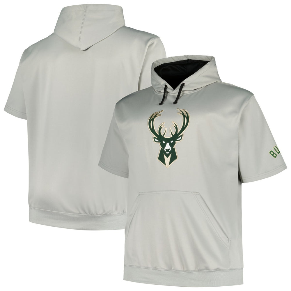 Milwaukee Bucks Big & Tall Logo Pullover Hoodie Silver - NBA