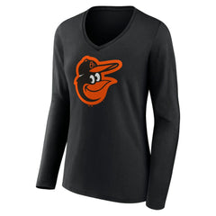Baltimore Orioles Fanatics Women's Official Logo V-Neck Long Sleeve T-Shirt - MLB