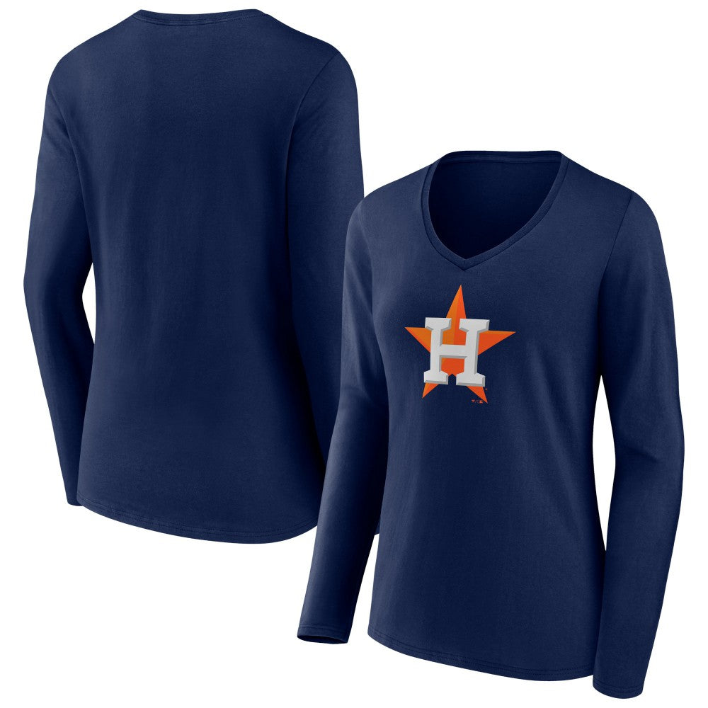 Houston Astros Fanatics Women's Official Logo V-Neck Long Sleeve T-Shirt - MLB