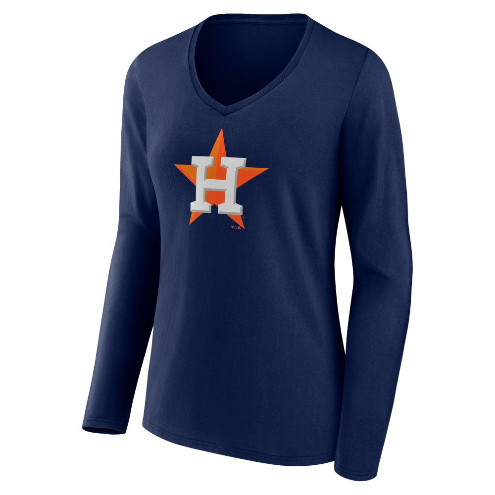 Houston Astros Fanatics Women's Official Logo V-Neck Long Sleeve T-Shirt - MLB
