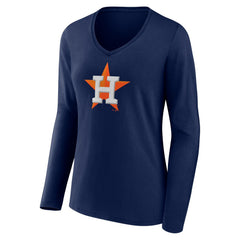 Houston Astros Fanatics Women's Official Logo V-Neck Long Sleeve T-Shirt - MLB