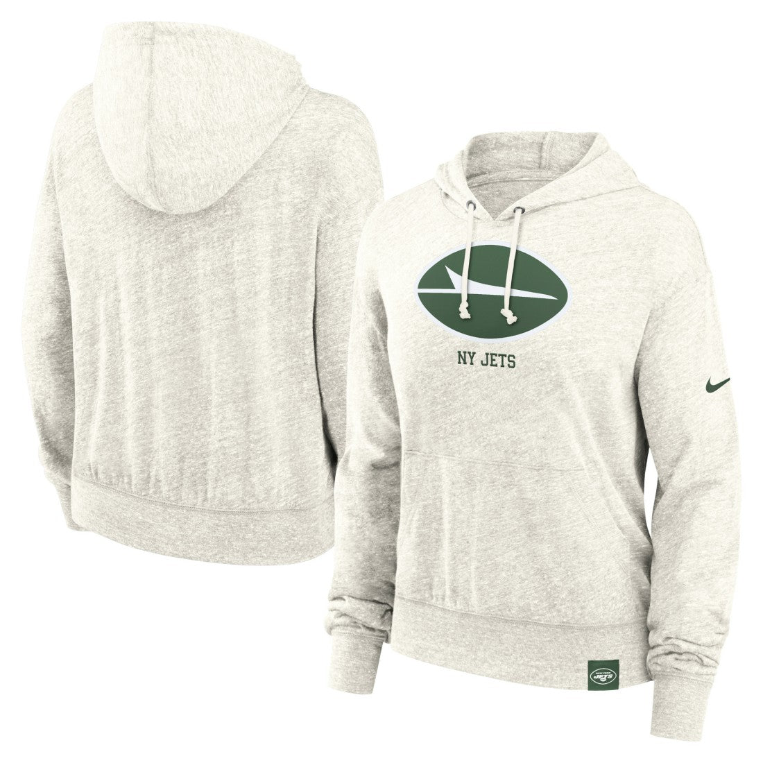 New York Jets Women's Gym Vintage Logo Pullover Hoodie Cream | Nike for Sale