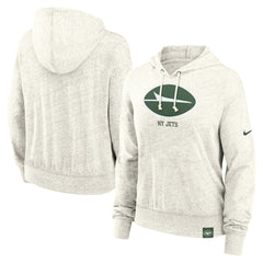 New York Jets Women's Gym Vintage Logo Pullover Hoodie Cream | Nike for Sale