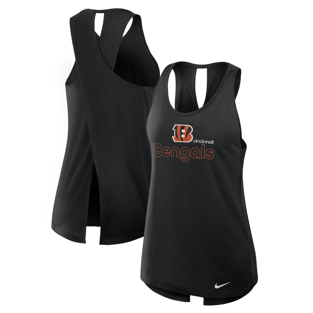 Cincinnati Bengals Women's Open-Back Crisscross Dri-FIT Tank Top Black | Nike for Sale