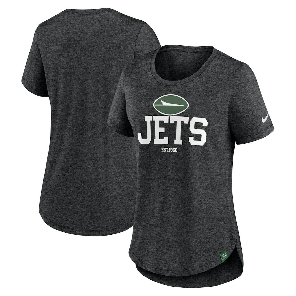 New York Jets Women's Fashion Tri-Blend T-Shirt Heather Black | Nike for Sale