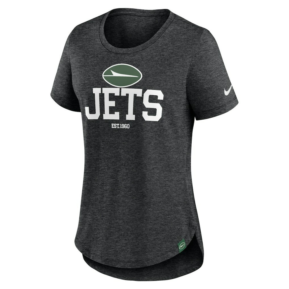 New York Jets Women's Fashion Tri-Blend T-Shirt Heather Black | Nike for Sale