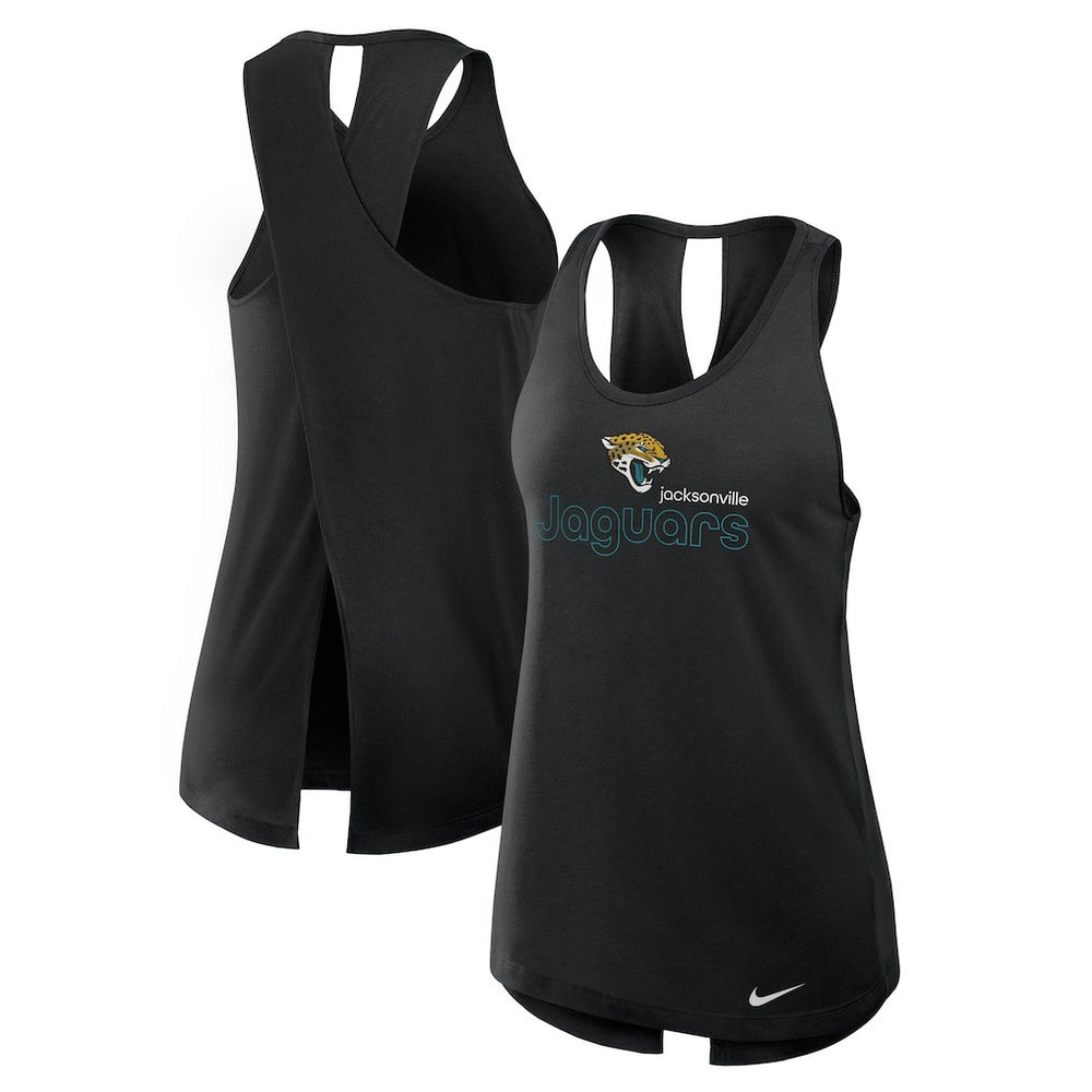 Jacksonville Jaguars Women's Open-Back Crisscross Dri-FIT Tank Top Black | Nike for Sale