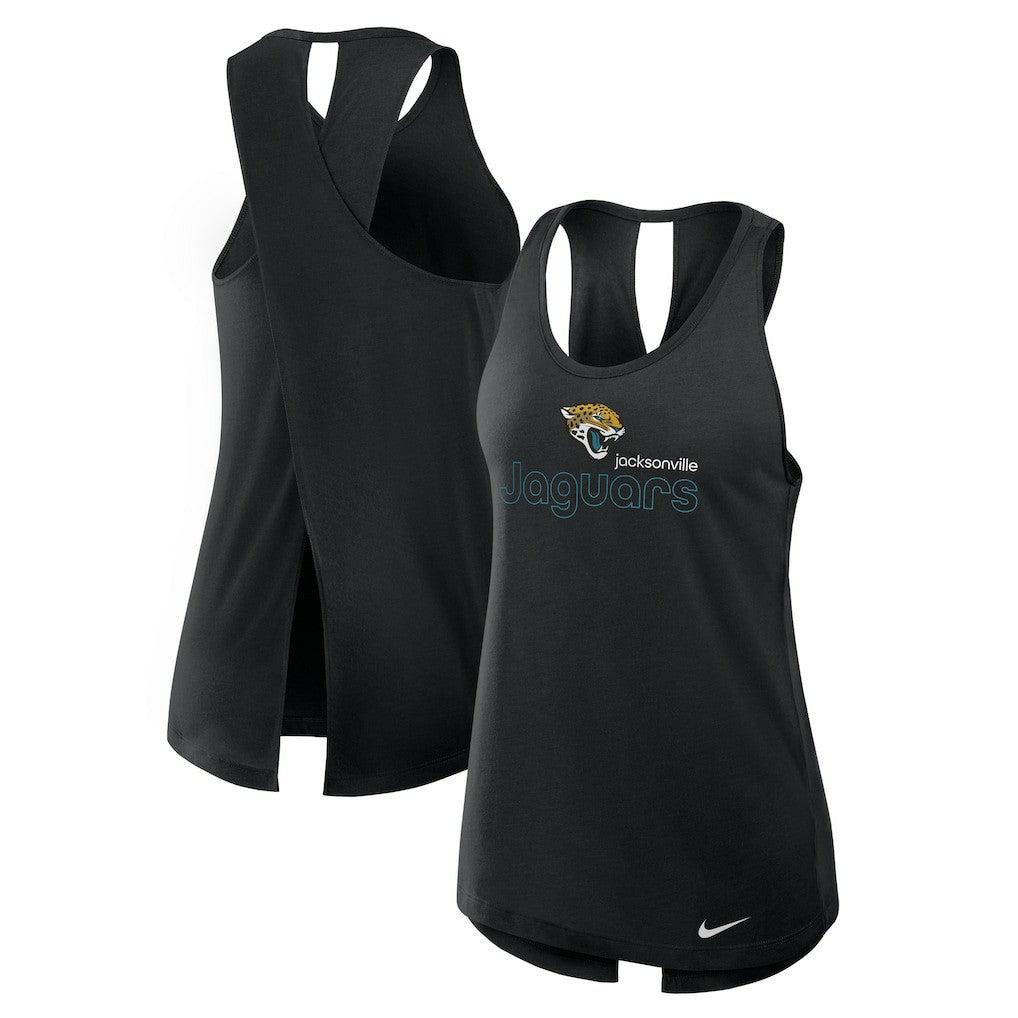 Jacksonville Jaguars Women's Open-Back Crisscross Dri-FIT Tank Top Black | Nike for Sale
