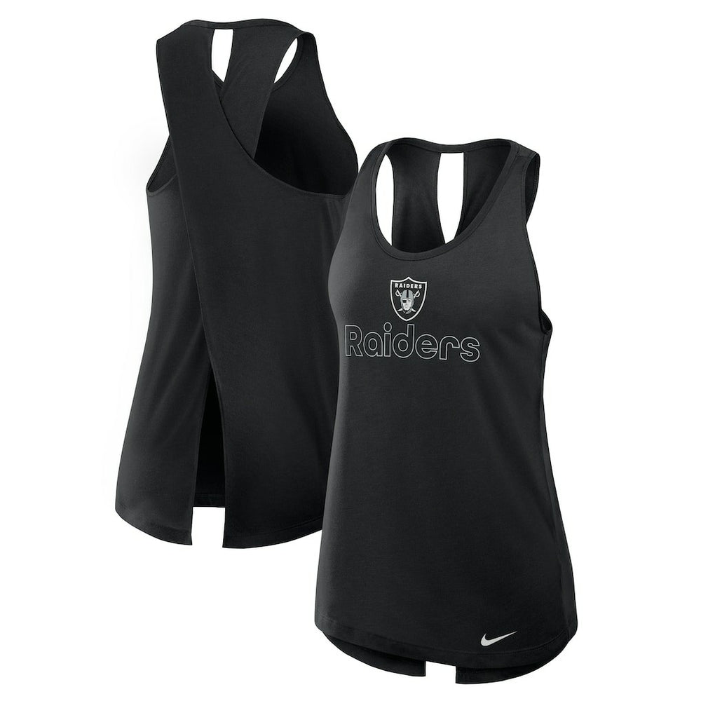 Las Vegas Raiders Women's Open-Back Crisscross Dri-FIT Tank Top Black | Nike for Sale