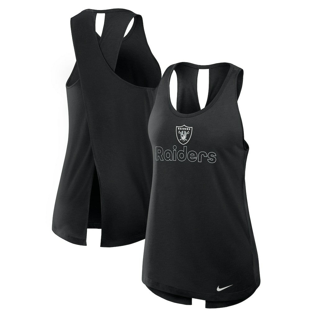 Las Vegas Raiders Women's Open-Back Crisscross Dri-FIT Tank Top Black | Nike for Sale