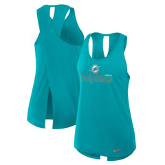 Miami Dolphins Women's Open-Back Crisscross Dri-FIT Tank Top Aqua | Nike for Sale