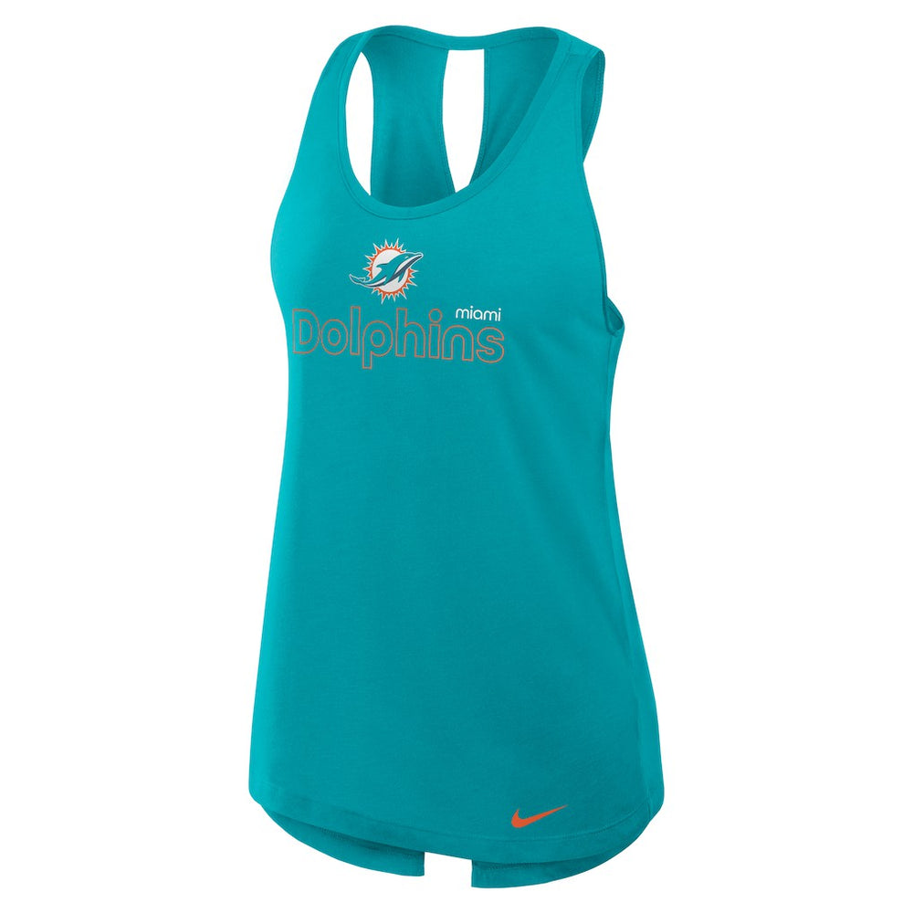 Miami Dolphins Women's Open-Back Crisscross Dri-FIT Tank Top Aqua | Nike for Sale