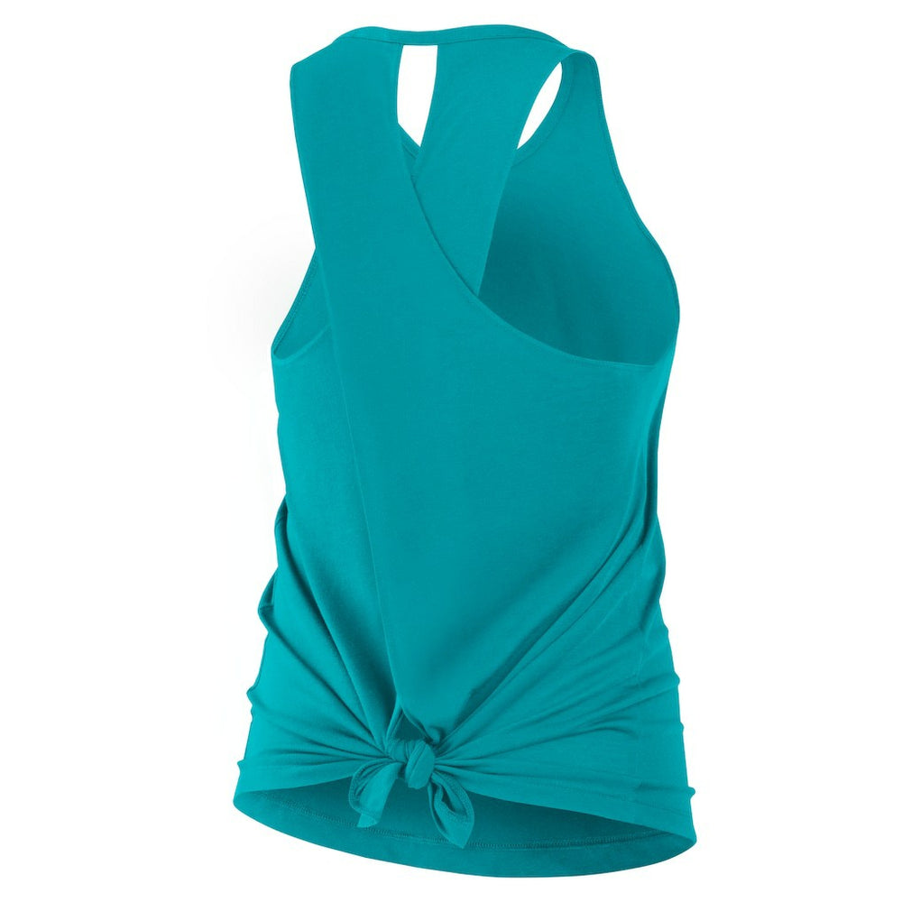 Miami Dolphins Women's Open-Back Crisscross Dri-FIT Tank Top Aqua | Nike for Sale