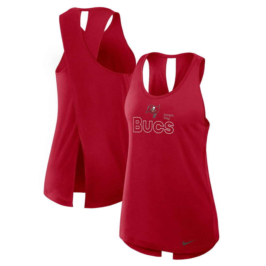 Tampa Bay Buccaneers Women's Open-Back Crisscross Dri-FIT Tank Top Red | Nike for Sale