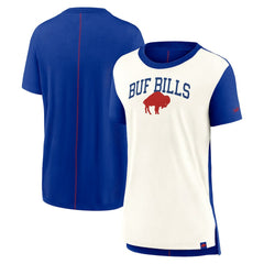 Buffalo Bills Women's Wordmark Tri-Blend T-Shirt Cream/Royal | Nike for Sale