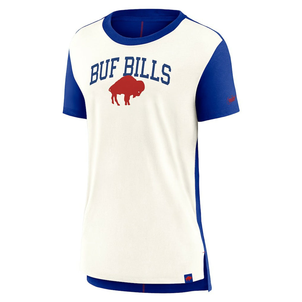 Buffalo Bills Women's Wordmark Tri-Blend T-Shirt Cream/Royal | Nike for Sale