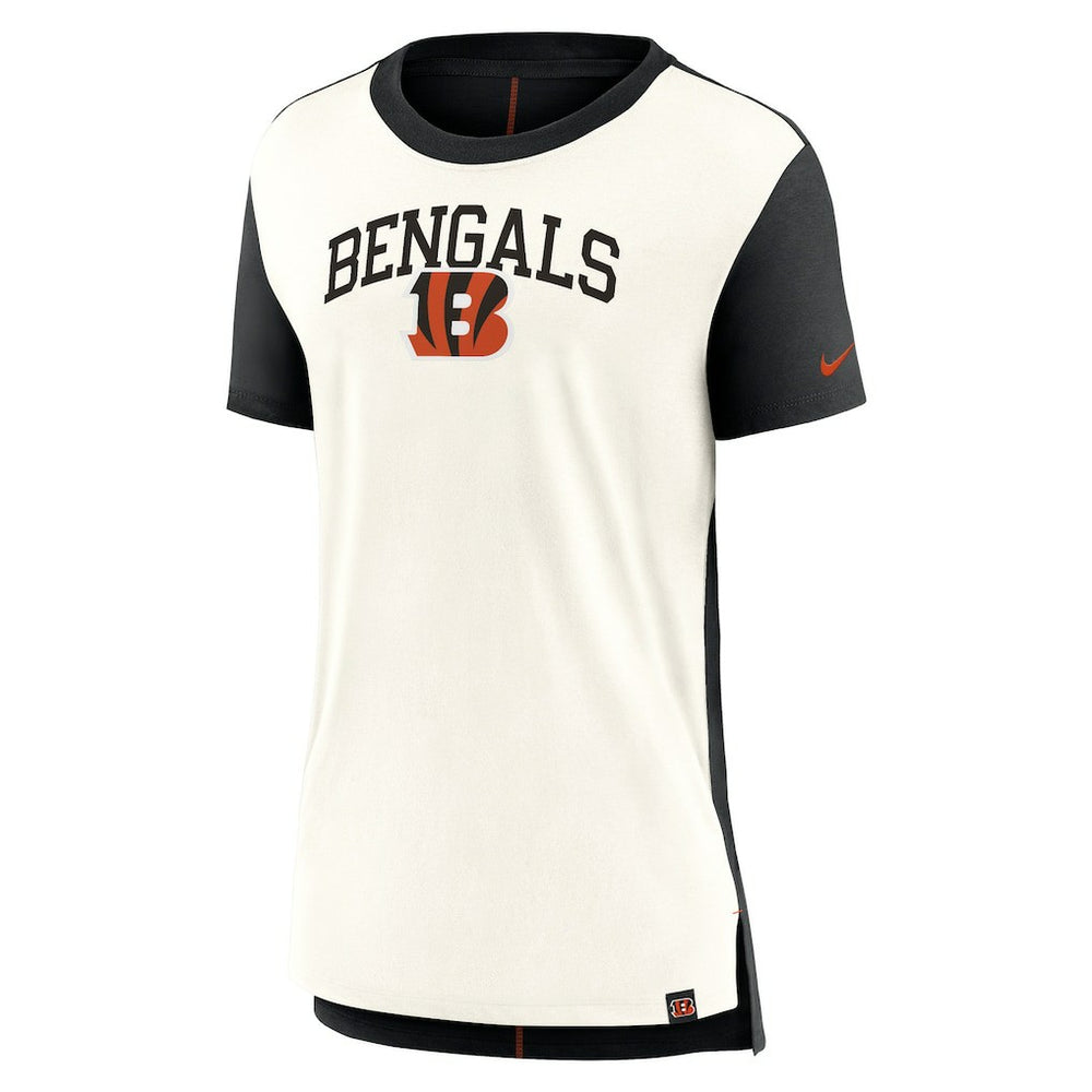 Cincinnati Bengals Women's Wordmark Tri-Blend T-Shirt Cream/Black | Nike for Sale