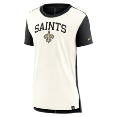 New Orleans Saints Women's Wordmark Tri-Blend T-Shirt Cream/Black | Nike for Sale